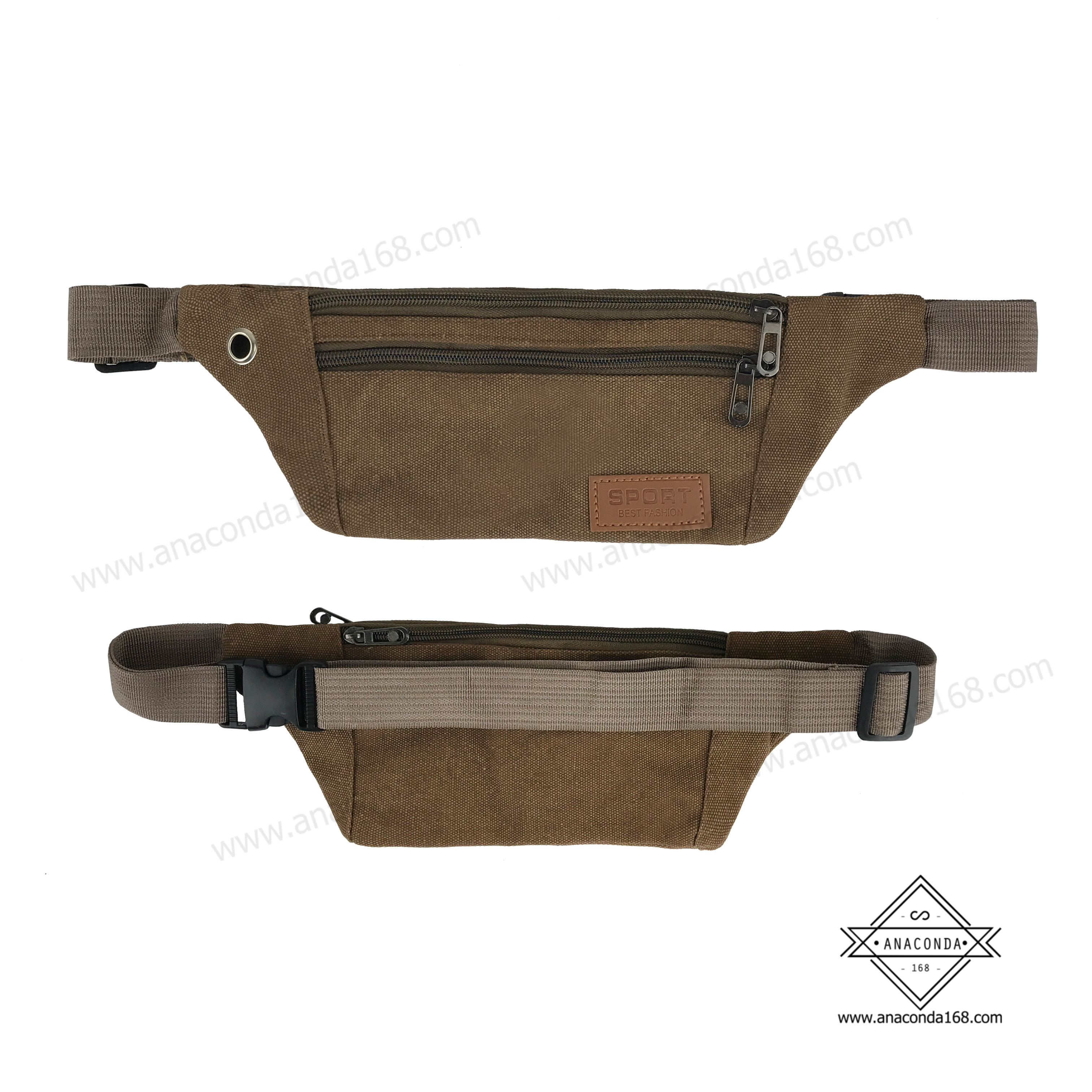 กระเป๋าคาดอก-คาดเอว Sport 3ซิป ผ้าแคนวาส V.2