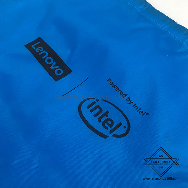 กระเป๋าผ้าร่มหูรูดสะพายหลัง ถุงผ้าหูรูด สกรีนโลโก้