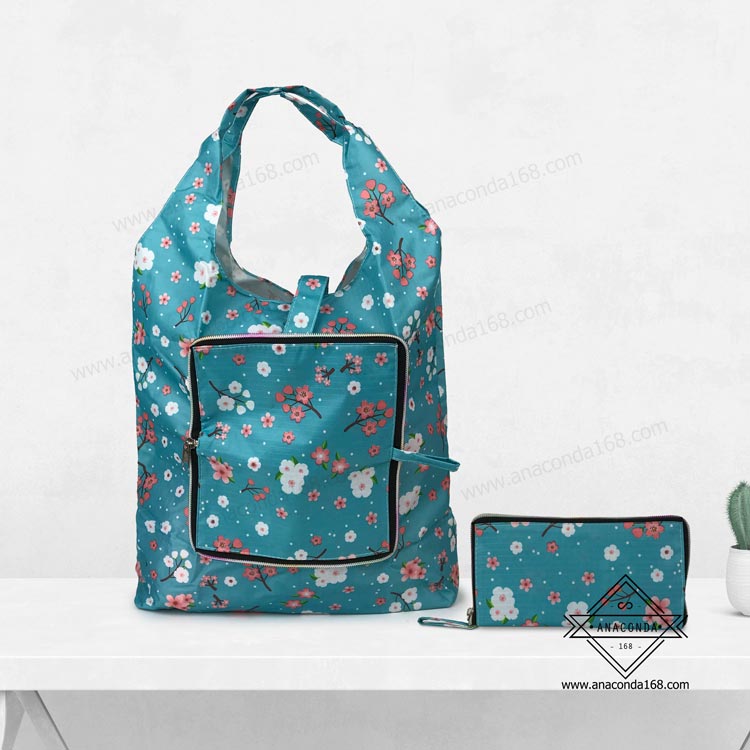 กระเป๋าพับได้เนื้อผ้าหนา รุ่นซิป (Shopping Bag) ถุงช้อปปิ้งพับได้