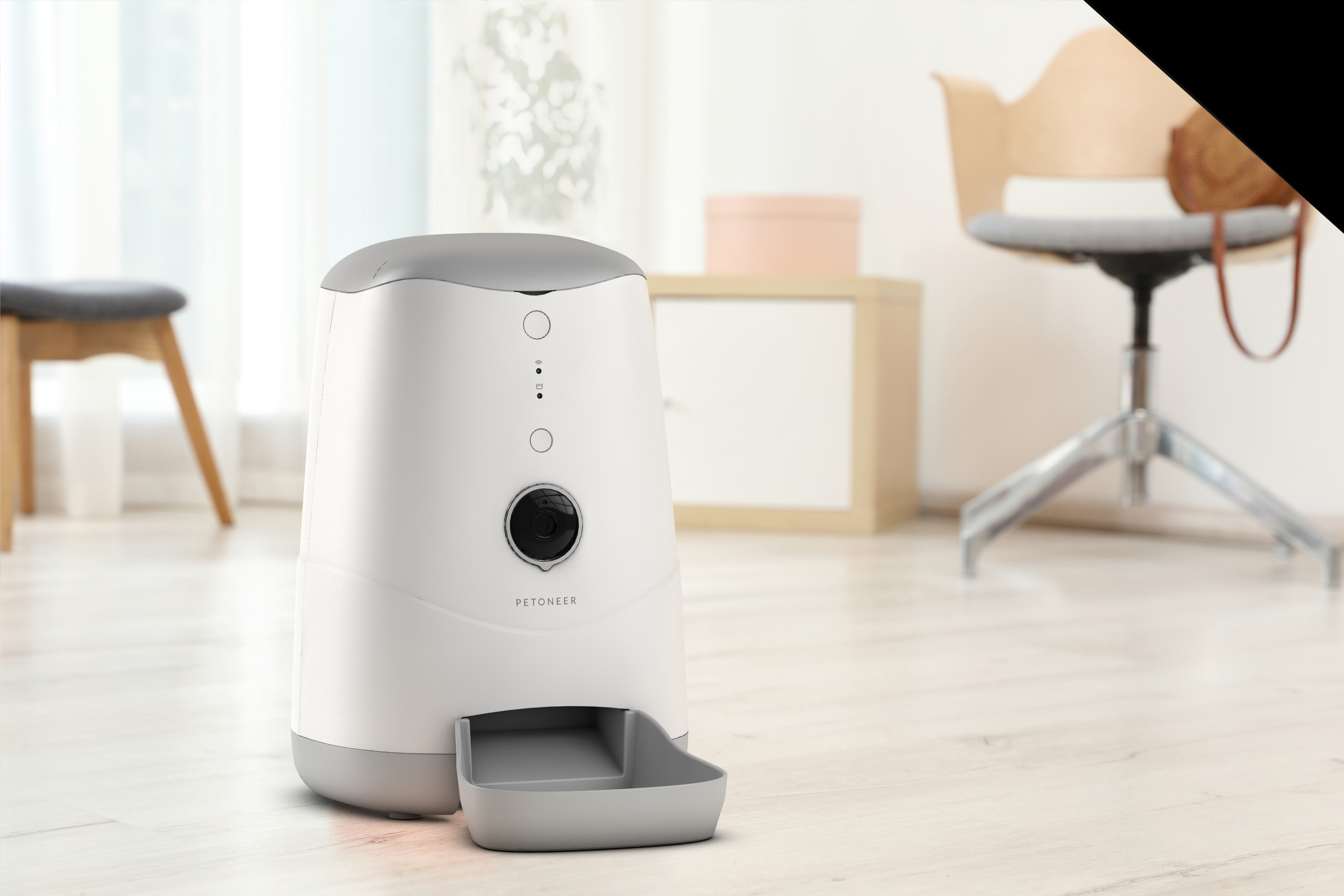 เครื่องให้อาหารแมวอัตโนมัติควบคุมด้วยสมาร์ทโฟนพร้อมกล้องวีดีโอความละเอียดสูง PETONEER NUTRI VISION
