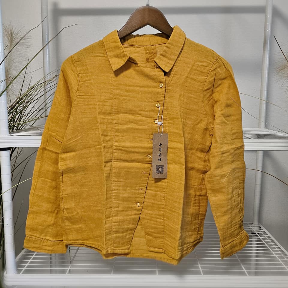 เสื้อเชิ้ตผ้าฝ้ายสไตส์วินเทจ