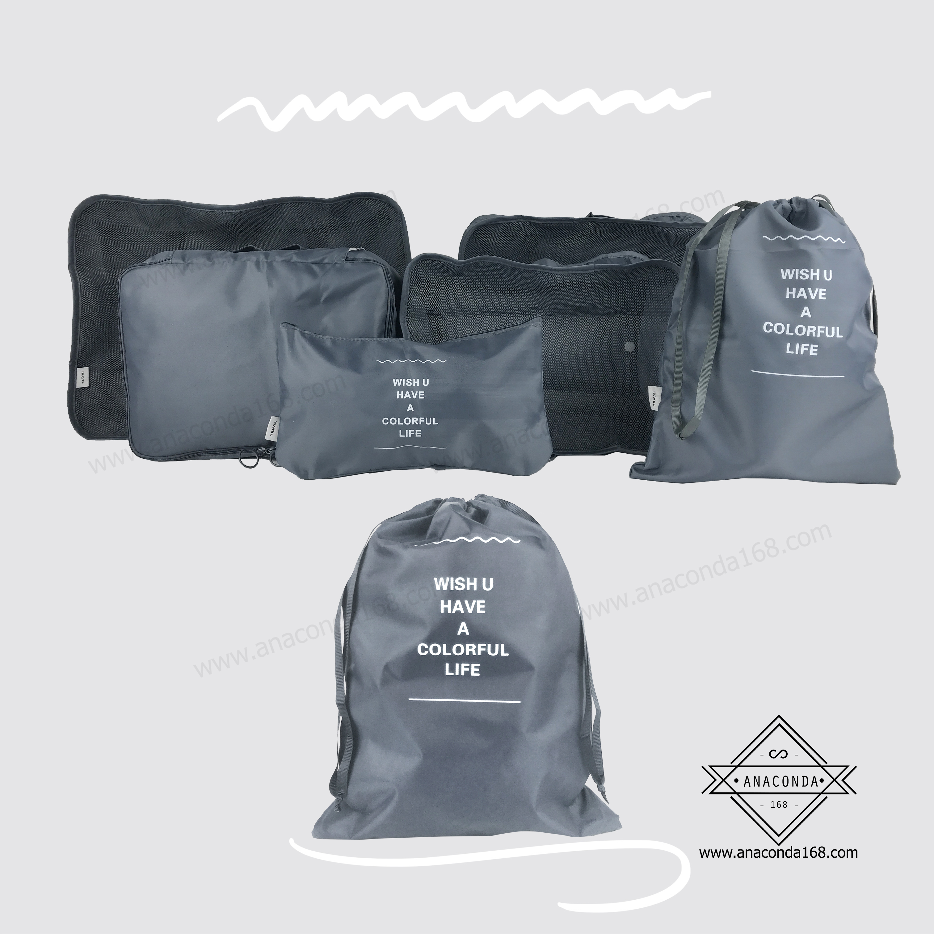 เซ็ทกระเป๋าจัดระเบียบเดินทาง 6 ชิ้น พับเก็บได้