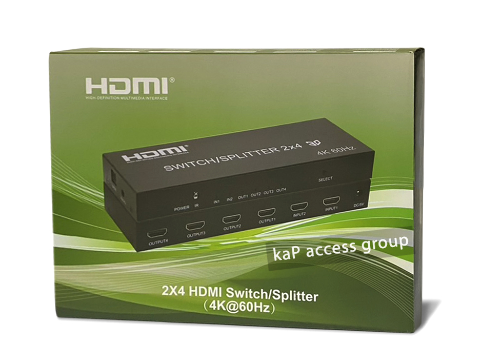 HDMI SWITCH / SPLITTER (เข้า 2 ออก 4จอพร้อมกัน) 2x4 HDMI V2.0 4K