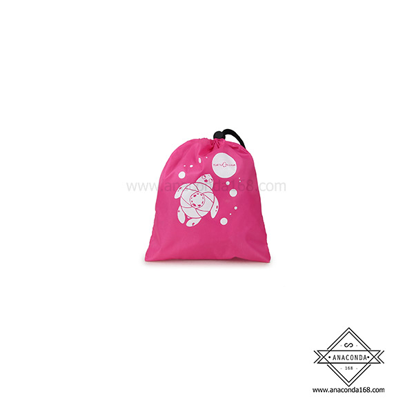 กระเป๋าผ้าร่มหูรูดสะพายหลัง ถุงผ้าหูรูด 2 ขนาด สกรีนโลโก้