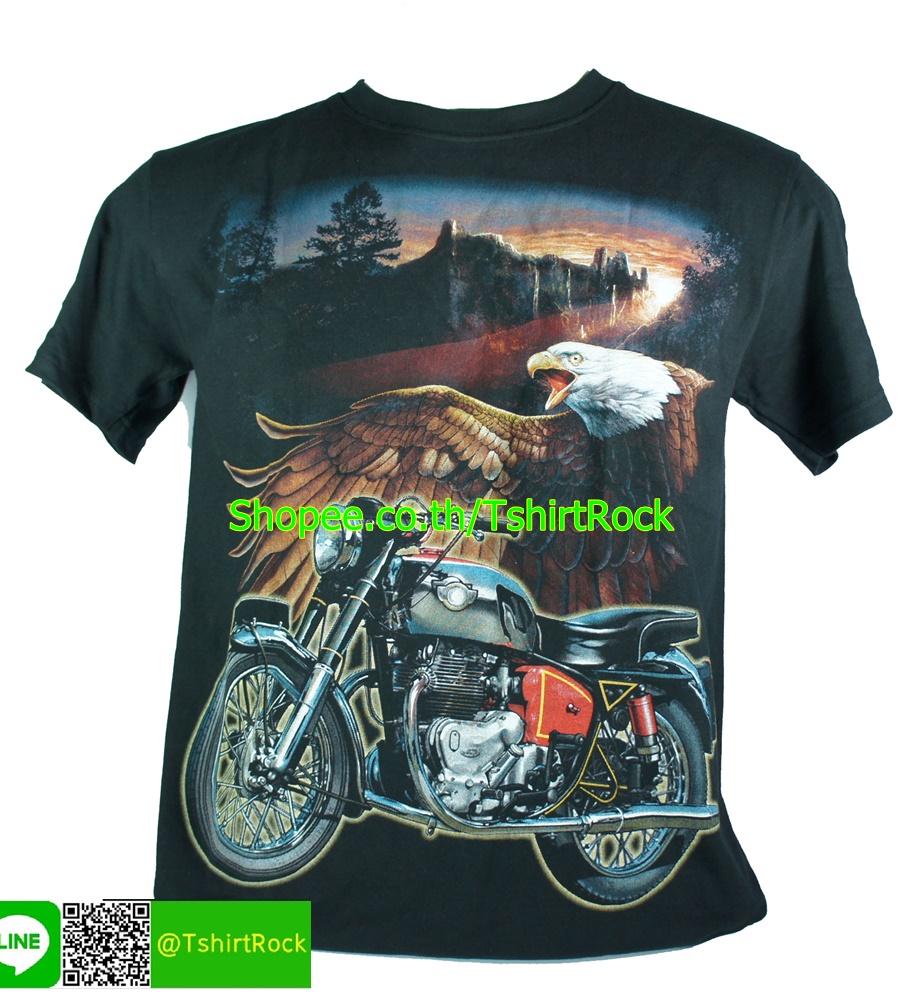 เสื้อลาย อินทรีย์ ไบค์เกอร์ อินเดียแดง มอเตอร์ไซด์ เสื้อยืด สกรีนหน้าหลัง RCH89