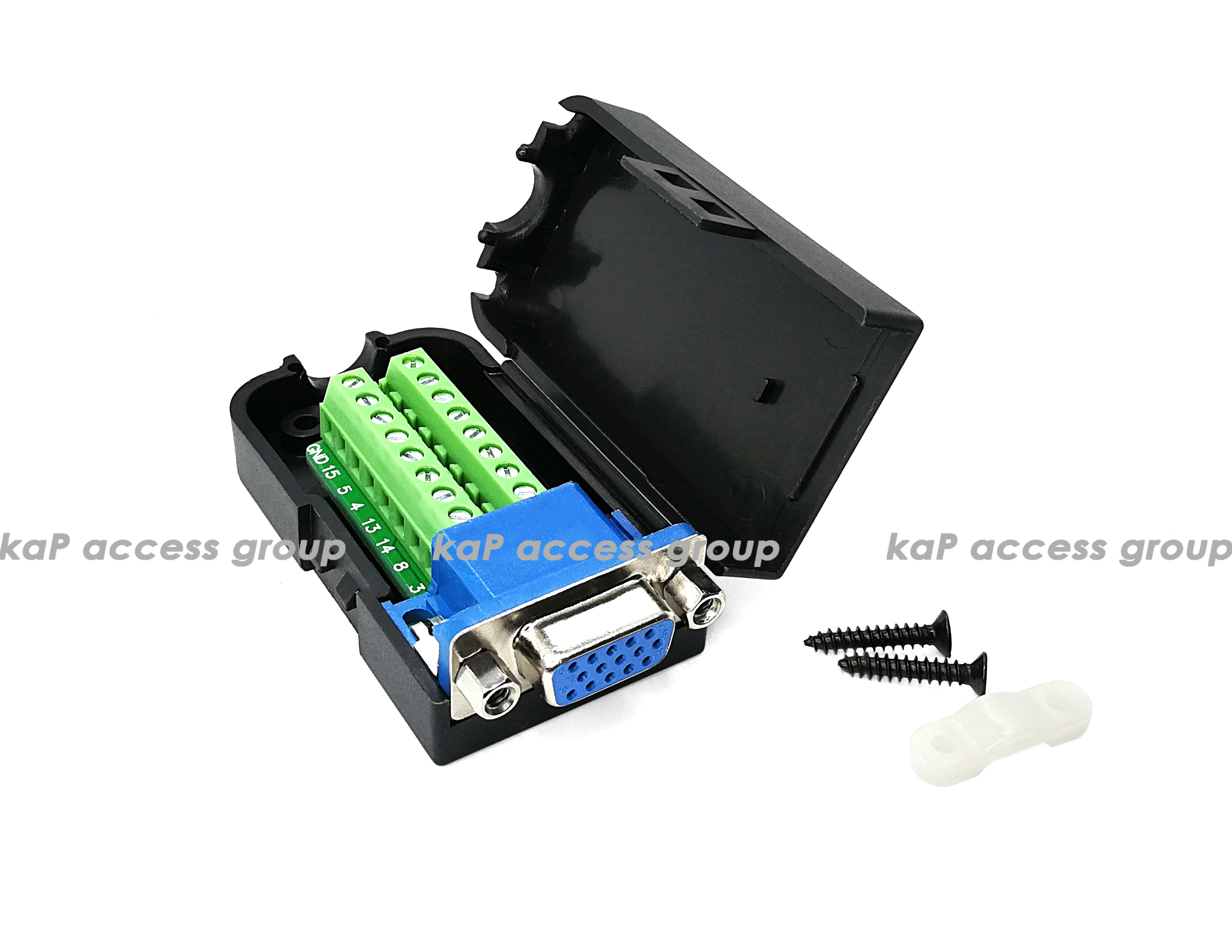 ชุดหัว VGA 15 Pin (F) ขันน๊อตเข้าสาย พร้อมฝาปิด