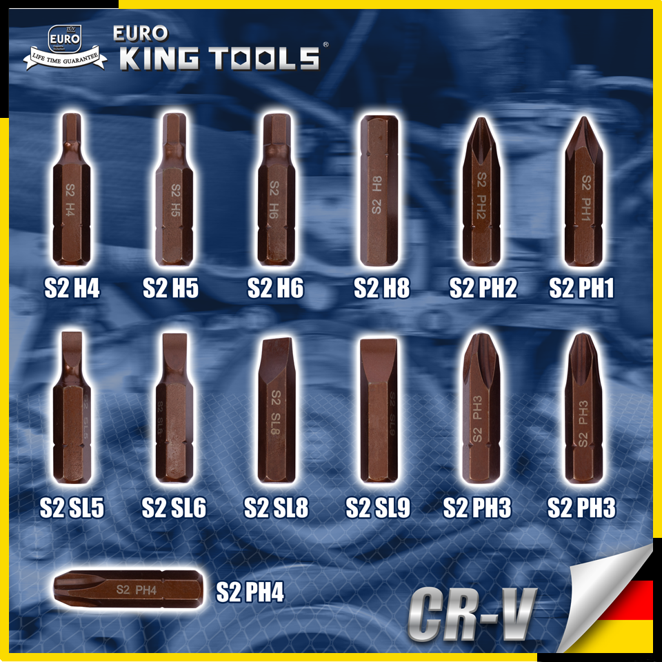 EURO KING TOOLS ไขควงตอก 14 ตัวชุด ขันน็อต-คลายน็อต สกูร CRV