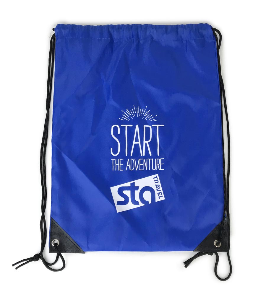 กระเป๋าผ้าร่มหูรูดสะพายหลัง สกรีนโลโก้