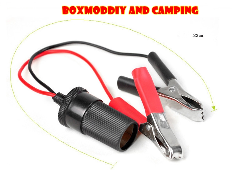 ปลั๊กที่จุดบุหรี่ตัวเมีย คีบขั้วแบตเตอรี่บวก และลบ12v-24v สามารถต่ออุปกรณ์ภายนอกรถได้ เช่น ปั๊มลม พัดลม ตู้เย็น หลอดไฟ อื่นๆ สายยาว32cm