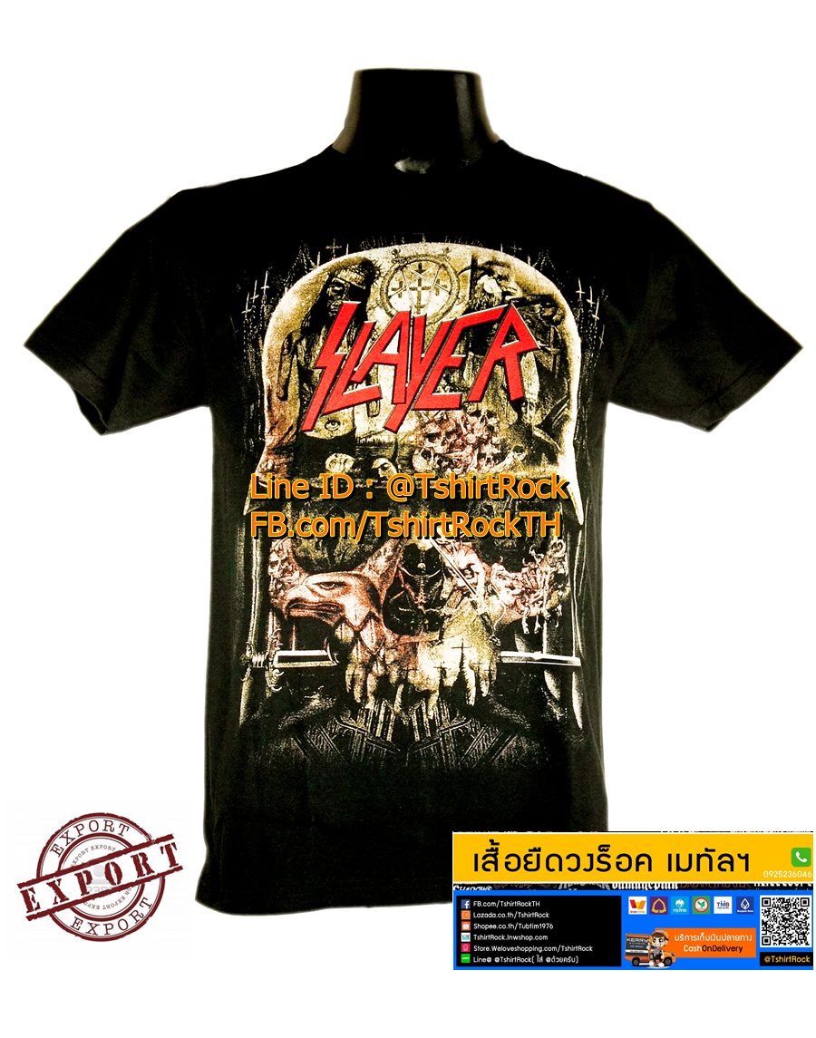 เสื้อวง SLAYER เสื้อยืดวงดนตรีร็อค เมทัล เสื้อร็อค สเลเยอร์ SLR1666