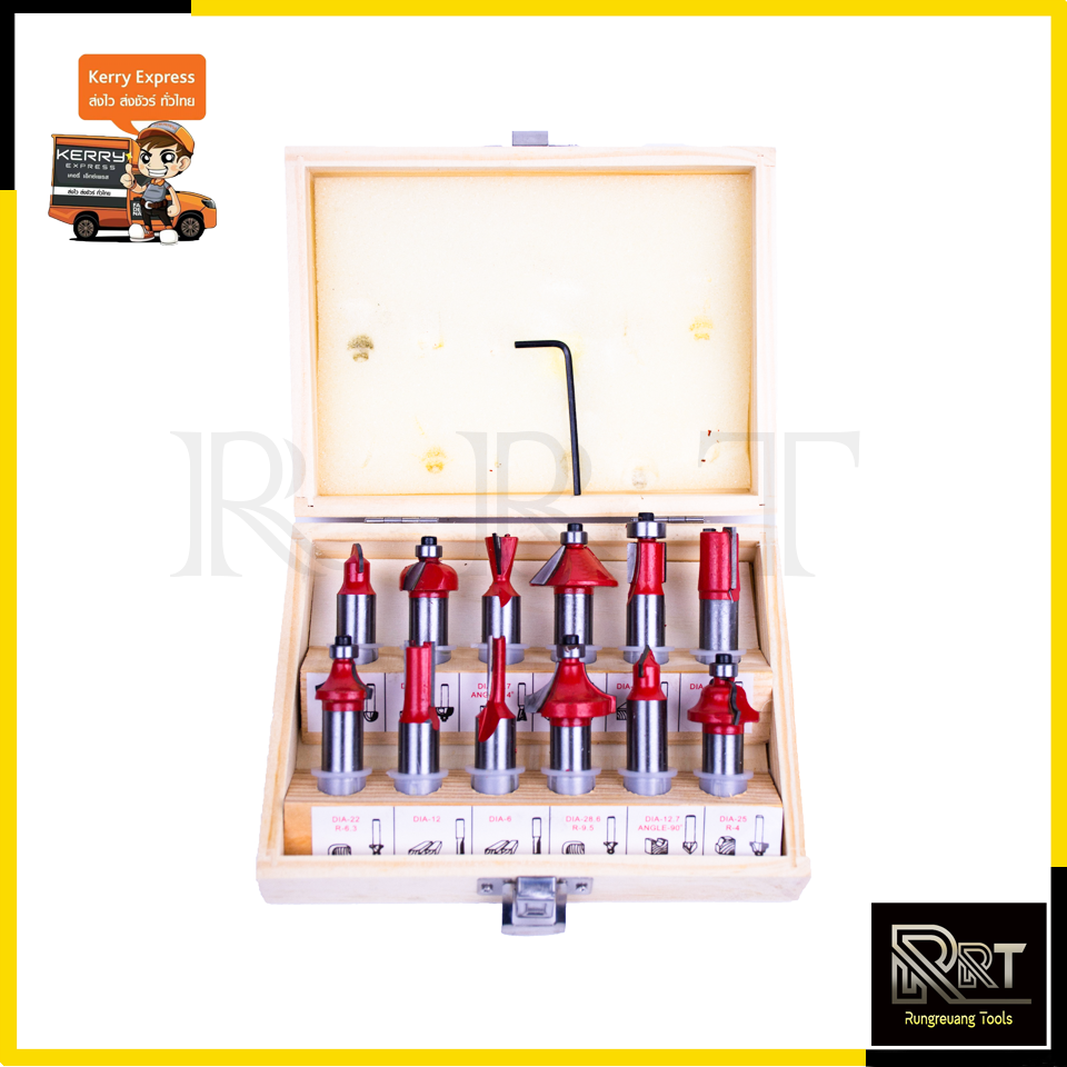 RRT ชุดดอกเร้าเตอร์/ทริมเมอร์(1/2") รุ่น 12PCS
