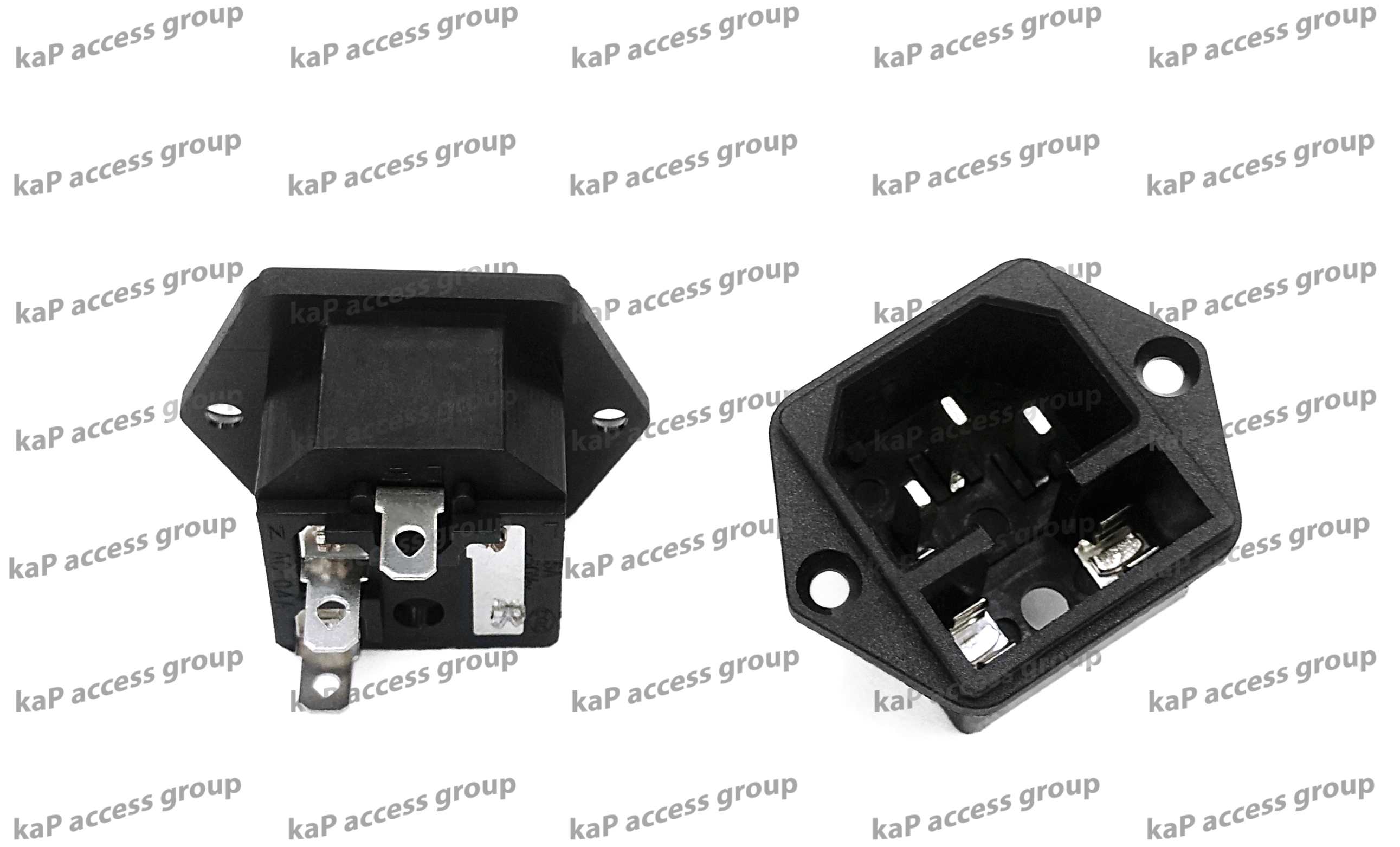 ปลั๊กซ็อกเก็ต INPUT IEC 320 แบบ C14 มีช่องเสียบฟิวส์ BLACK