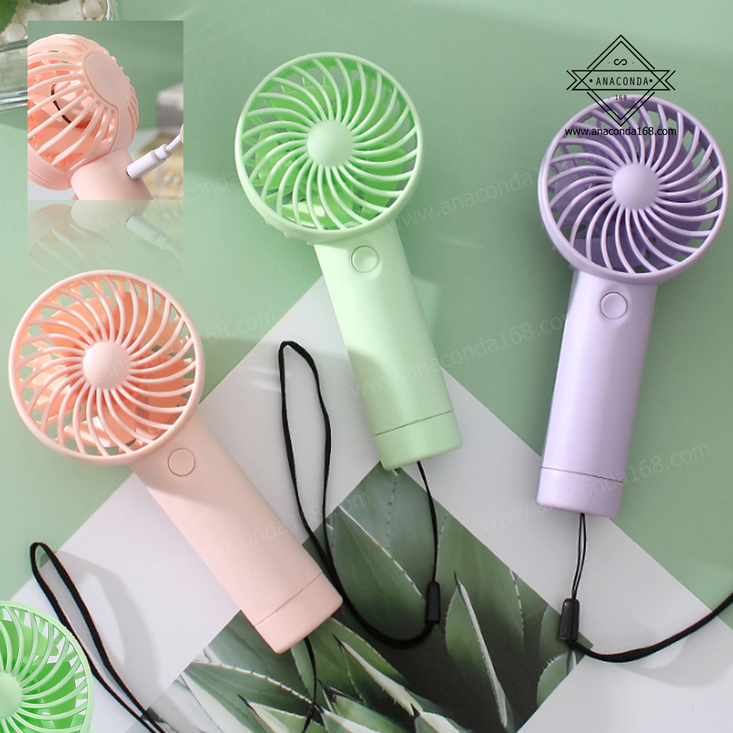 พัดลมพกพาพรีเมี่ยมมีสายคล้องมือ