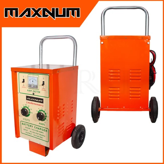 MAXNUM ตู้ชาร์จแบตเตอรี่ ขนาด 60V100AM ตู้สูง มีล้อสำหรับลาก (คอล์ยทองแดง)