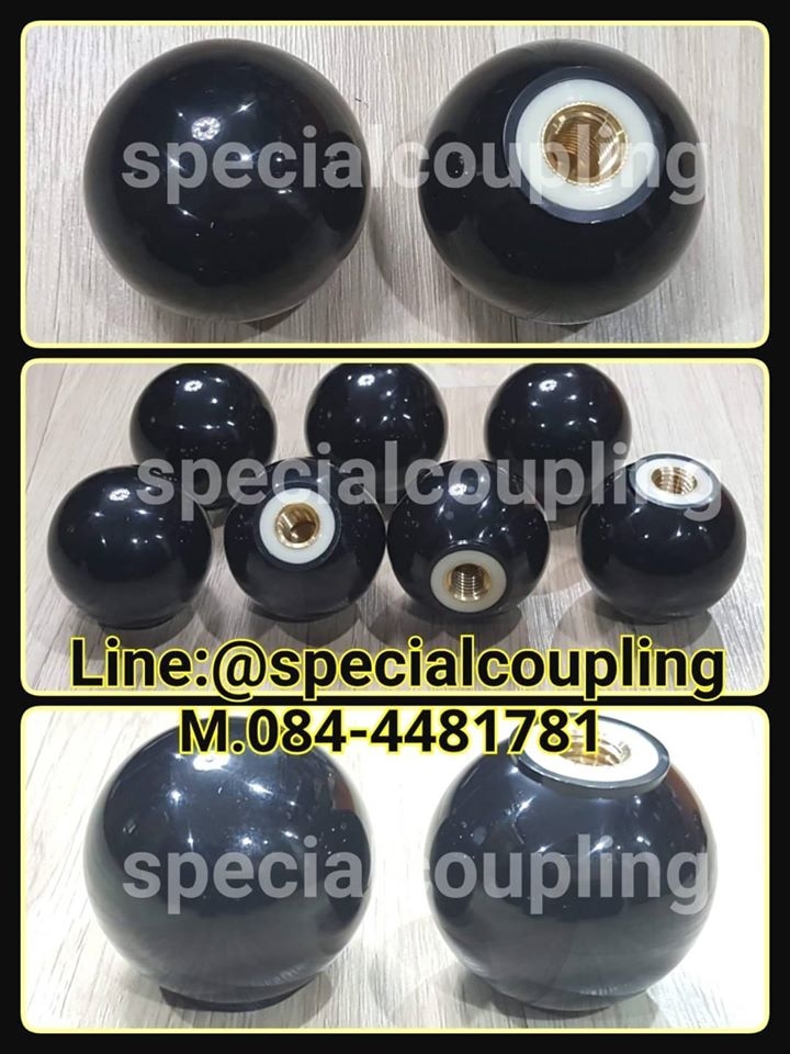 จำหน่ายมือจับลูกบอลพลาสติก ขนาด OD50MM เกลียวในทองเหลืองM.12 สั่งได้จ้า