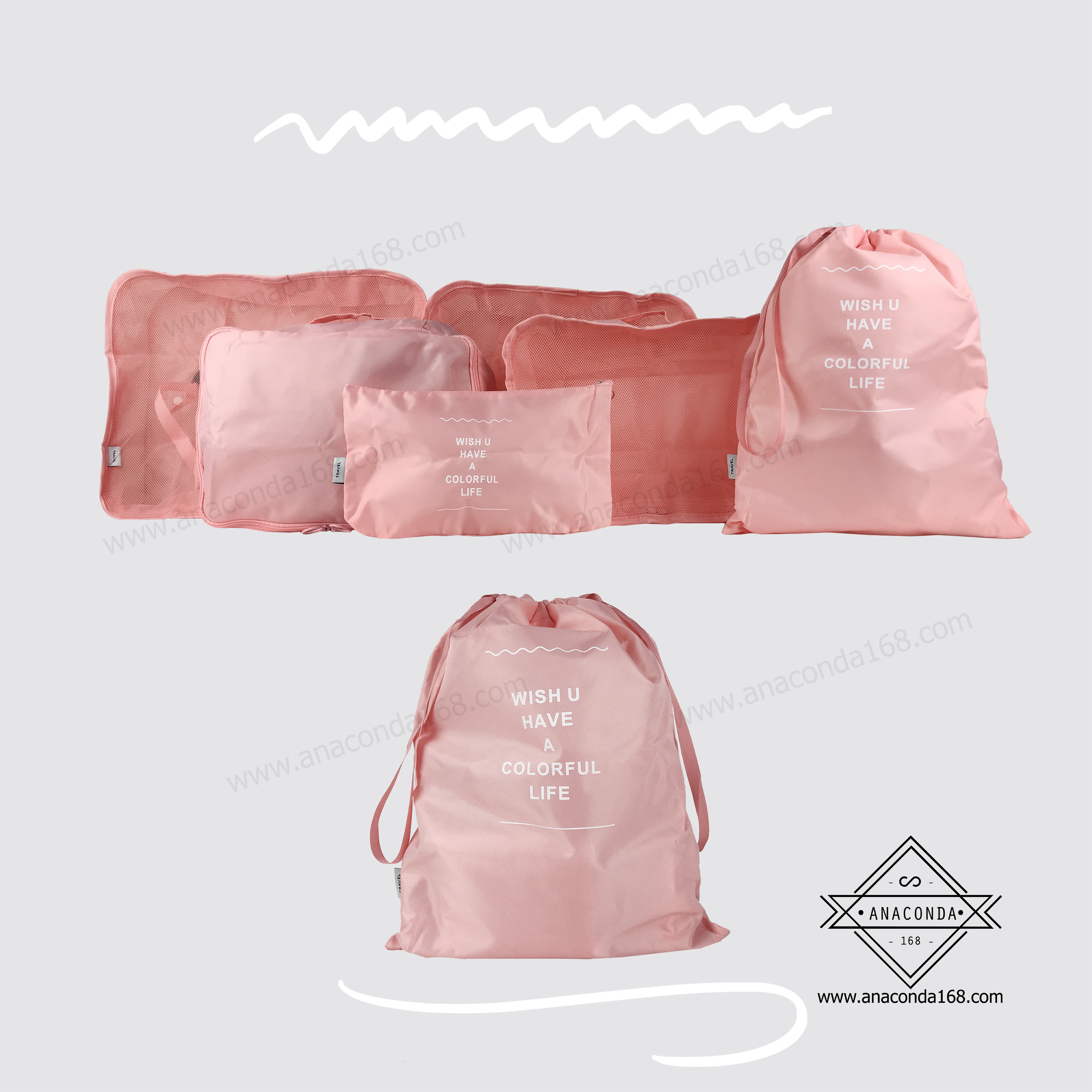 เซ็ทกระเป๋าจัดระเบียบเดินทาง 6 ชิ้น พับเก็บได้