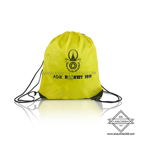 กระเป๋าผ้าร่มหูรูดสะพายหลัง ถุงผ้าหูรูด พร้อมทำโลโก้