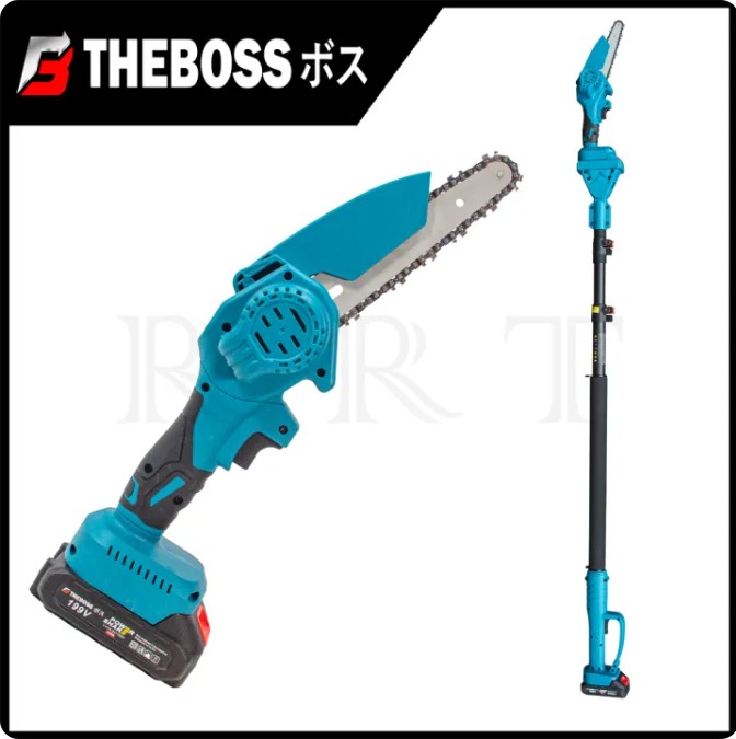 THEBOSS เลื่อยโซ่ก้านยาวไร้สาย บาร์ 6"นิ้ว รุ่น 199V ความยาวรวม 290 ซม. ใช้งานได้สองแบบ อุปกรณ์ครบประกอบพร้อมใช้งาน