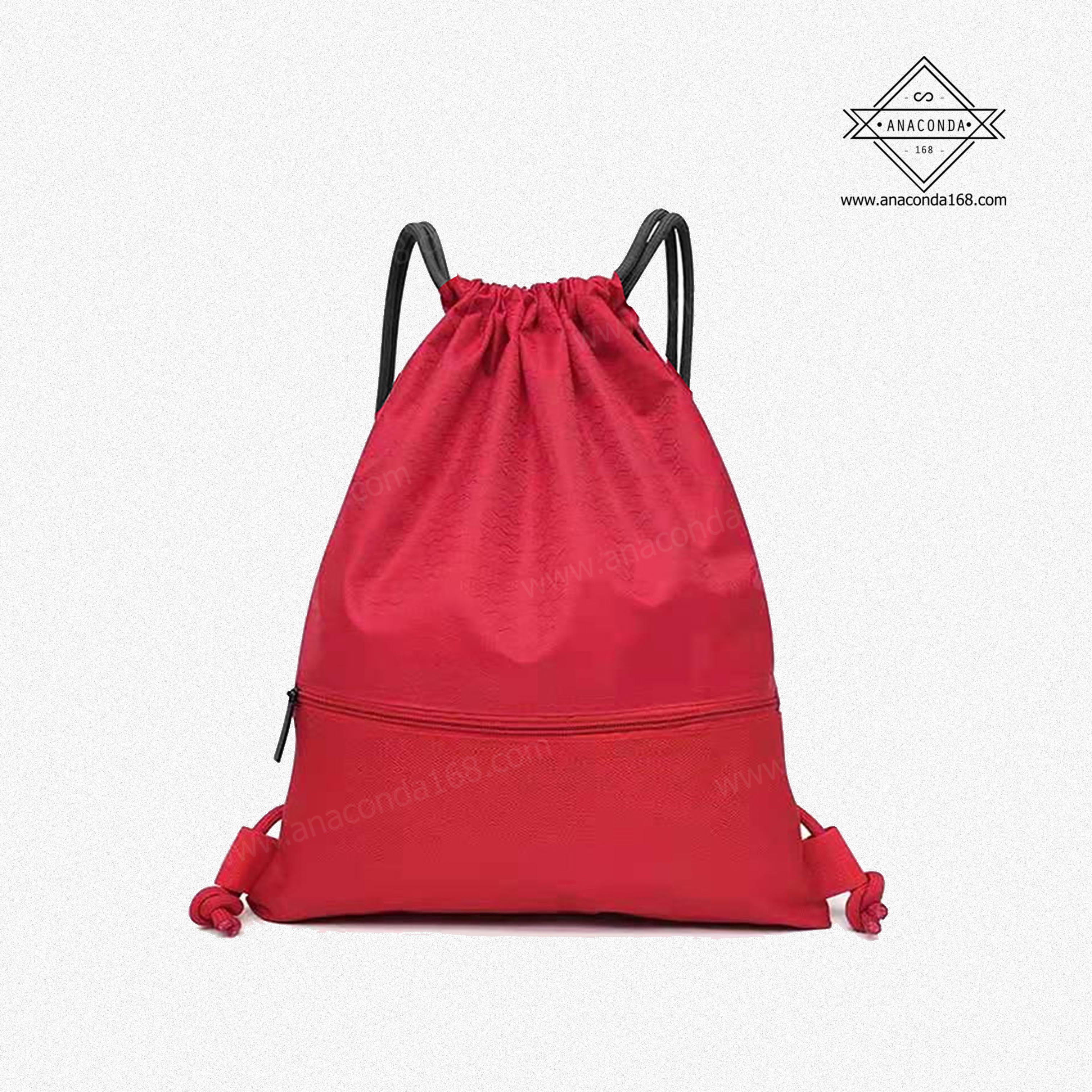 กระเป๋าผ้าร่มหูรูดสะพายหลัง ลายรังผึ้ง มีซิปตาข่าย