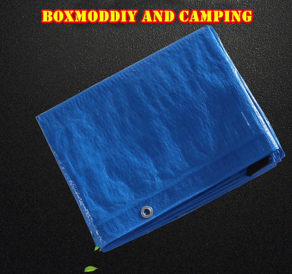 ผ้าใบกันฝน ผ้าใบรถคอก ฟลายชีท กันแดด กันฝน TARP หนา แข็งแรง ทนทาน ราคาถูก ขนาด 4x4เมตร สีฟ้าทั้ง2ด้าน