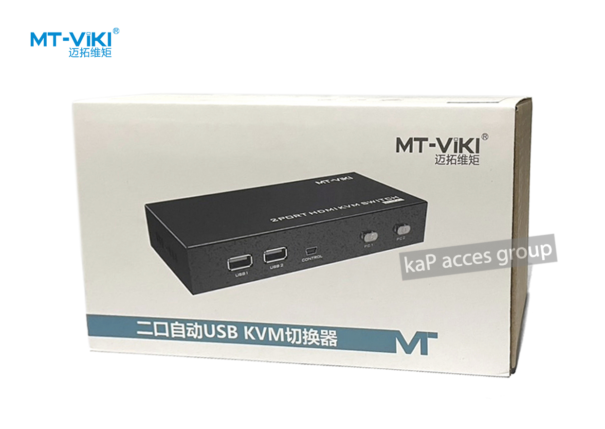 MT-Viki HDMI KVM Switch 2 in 1 out 4K 60Hz with desktop controller MT-HK201