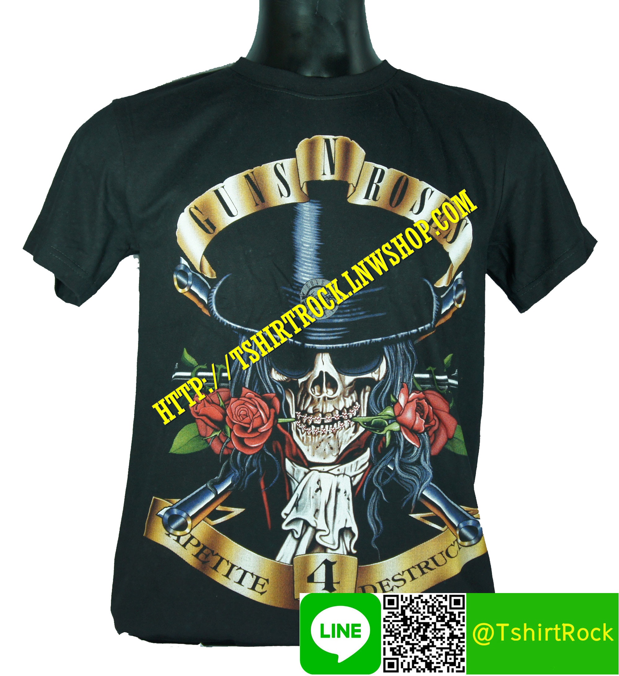 GUNS N' ROSES เสื้อยืดวงร็อค เมทัล ดนตรี เสื้อวงกันส์แอนด์โรสเซส GUN829