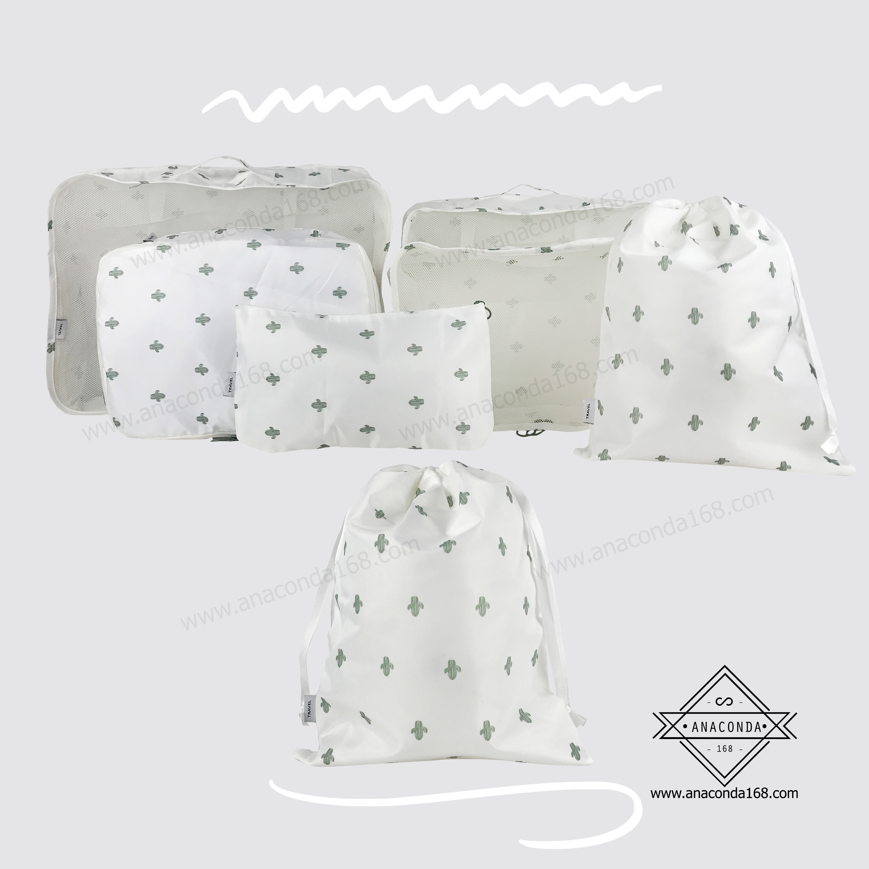 เซ็ทกระเป๋าจัดระเบียบเดินทาง 6 ชิ้น พับเก็บได้