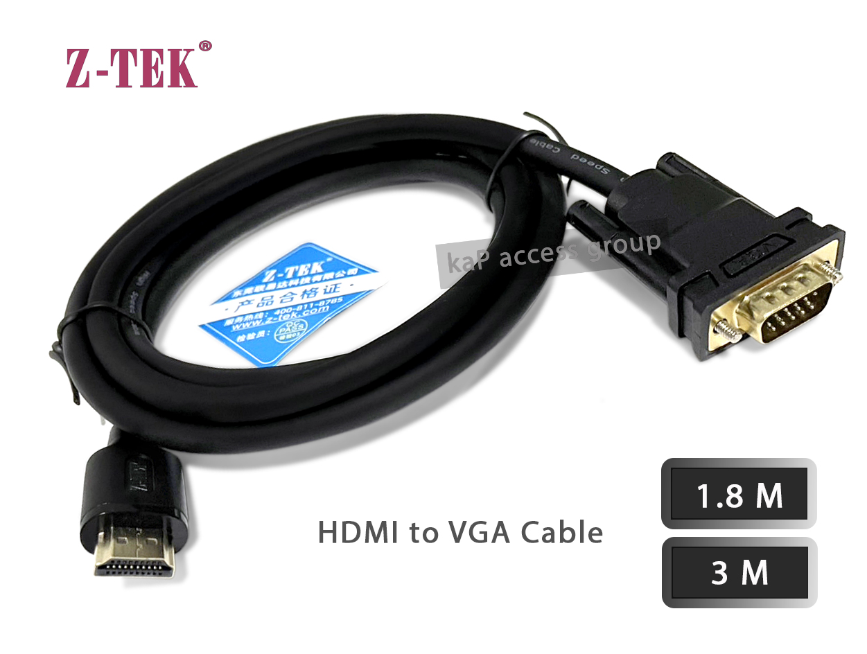 Z-TEK HDMI to VGA CABLE Z-TEK Full HD 1080P 60Hz ZY517