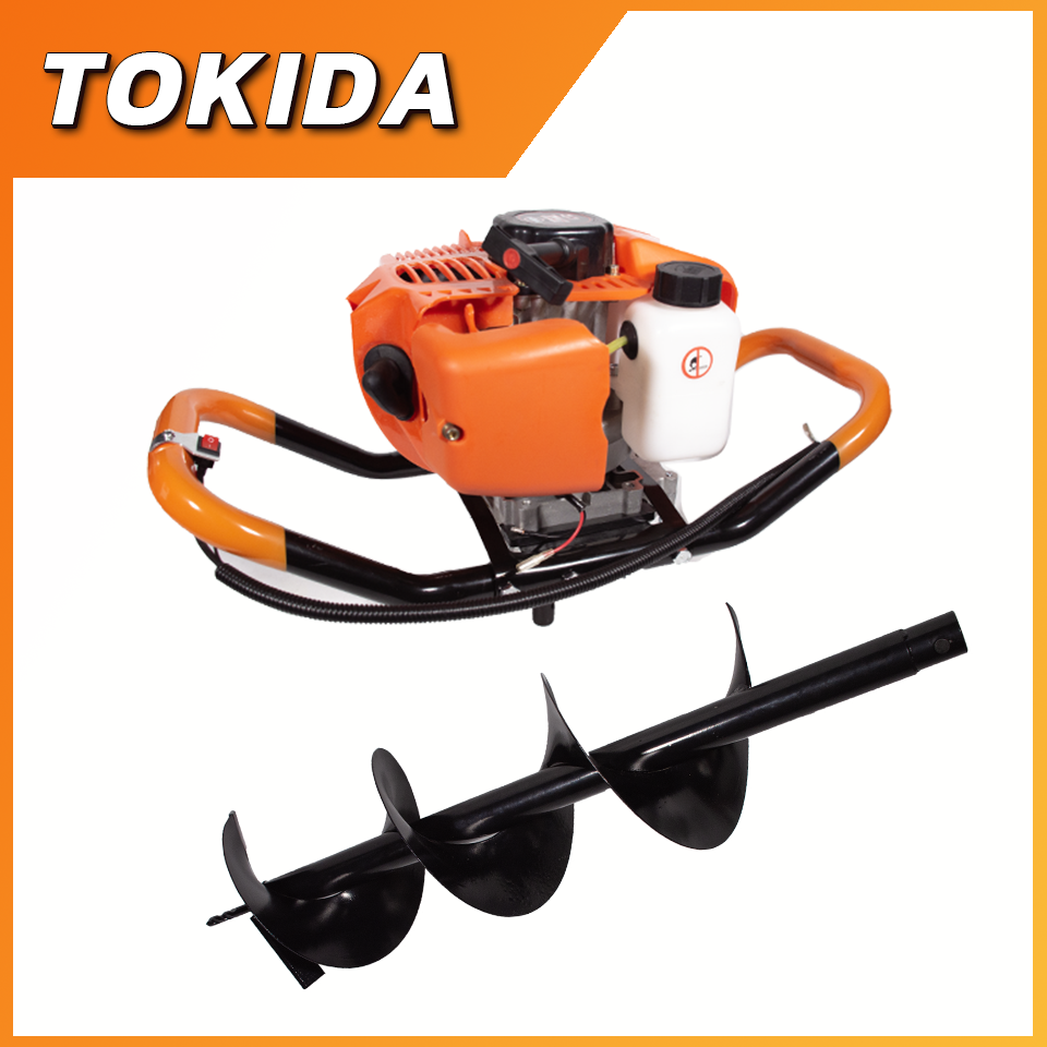 TOKIDA เครื่องเจาะดิน ขุดดิน พร้อมดอกเจาะ 8 นิ้ว เครื่องยนต์ 2 จังหวะ 4 แรงม้า TKD52CC