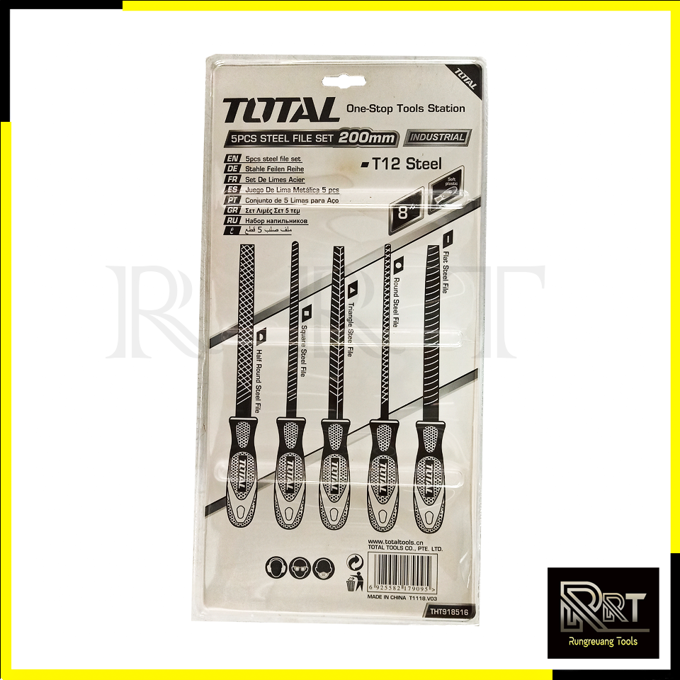 TOTAL ตะไบเหล็ก 5 ตัวชุด ความยาว 200mm. รุ่น THT-918516