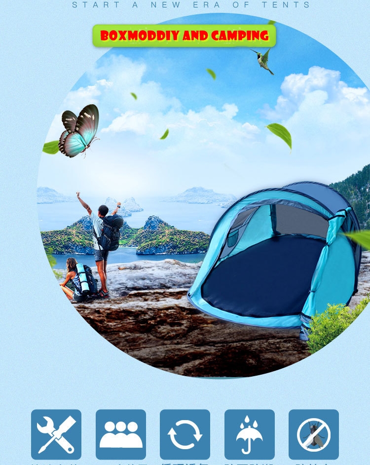 ***จัดส่งฟรี***เต็นท์โยน เต็นท์สปริง เต็นท์กางอัตโนมัติ สำหรับ 2-3 คน ขนาด240*150*105cm สีฟ้าสวย ของดีราคาถูก