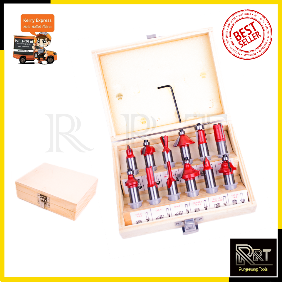 RRT ชุดดอกเร้าเตอร์/ทริมเมอร์(1/2") รุ่น 12PCS