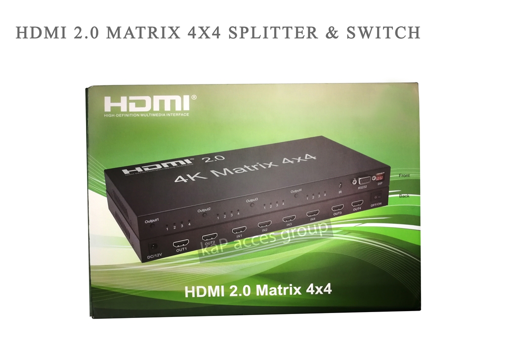 HDMI 2.0 4x4 Matrix Switch Splitter 4K 4 IN 4 OUT 60HZ 1080P HDCP Video Switcher Converter