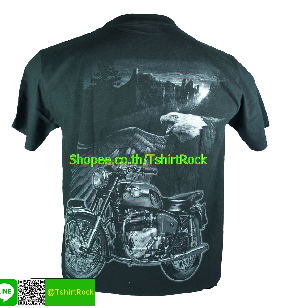 เสื้อลาย อินทรีย์ ไบค์เกอร์ อินเดียแดง มอเตอร์ไซด์ เสื้อยืด สกรีนหน้าหลัง RCH89