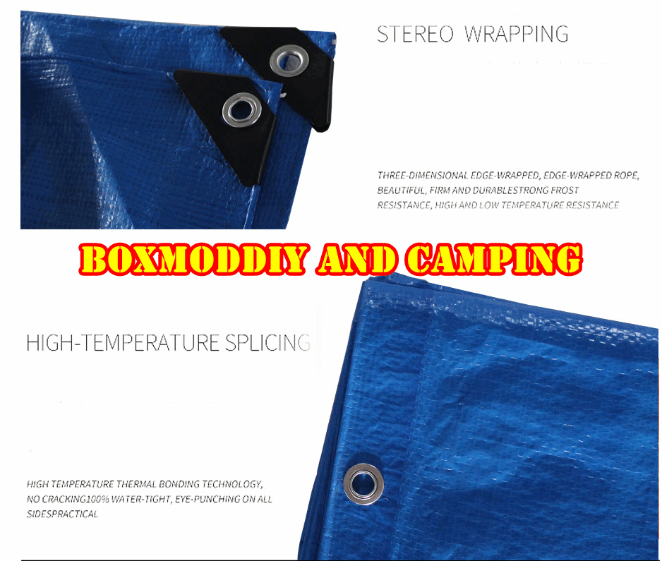 ผ้าใบกันฝน ผ้าใบรถคอก ฟลายชีท กันแดด กันฝน TARP หนา แข็งแรง ทนทาน ราคาถูก ขนาด 4x4เมตร สีฟ้าทั้ง2ด้าน