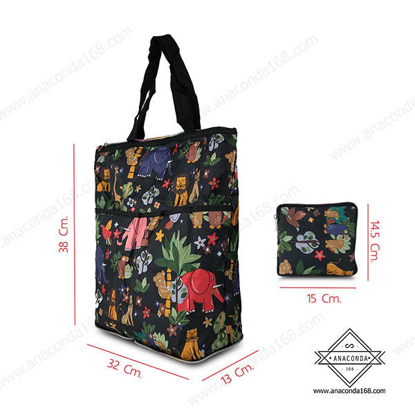 กระเป๋าพับได้เนื้อผ้าหนามีซิปปิด รุ่นซิปรอบ(Shopping Bag)