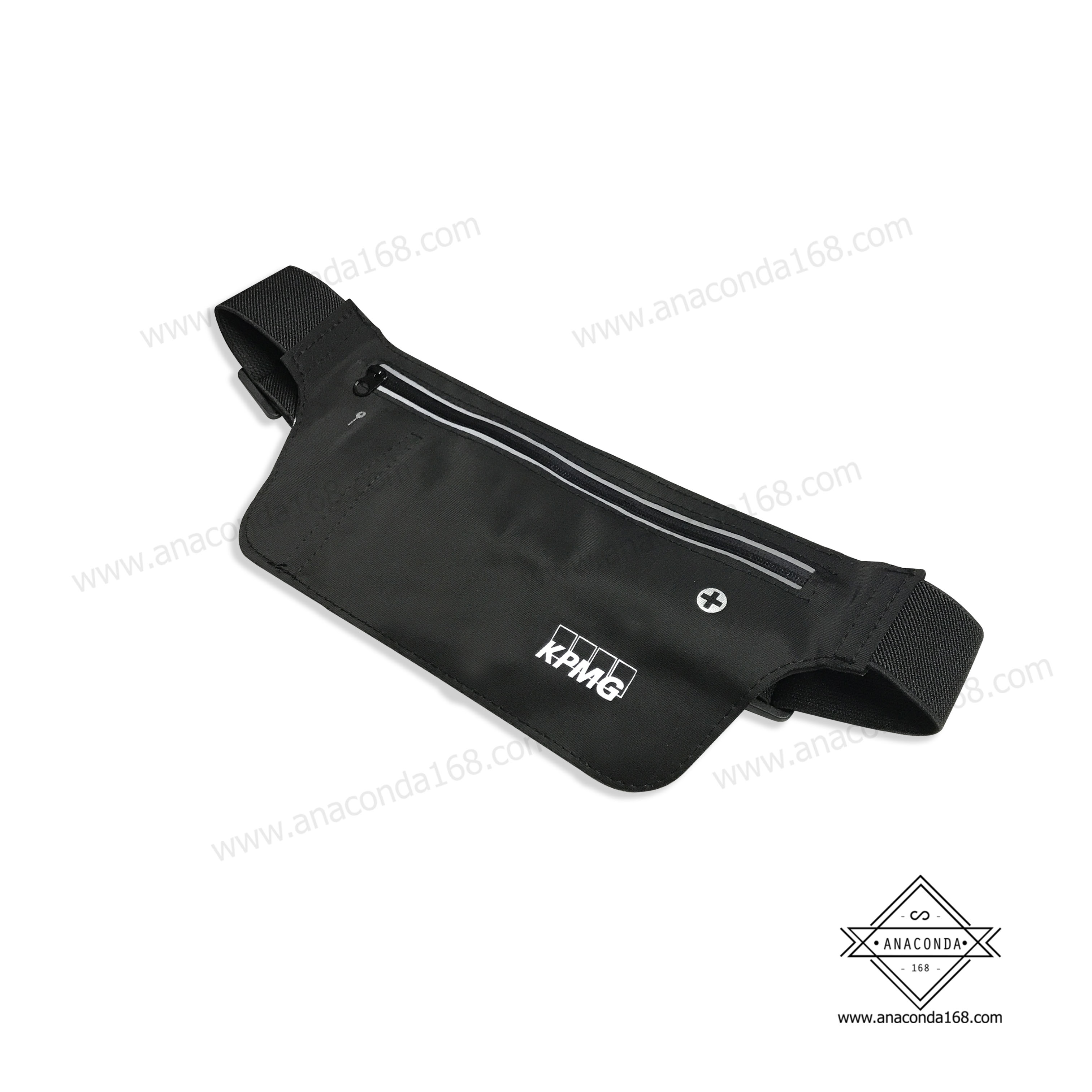 กระเป๋าคาดเอวสปอร์ตทรงเหลี่ยมสีพื้น ทำโลโก้