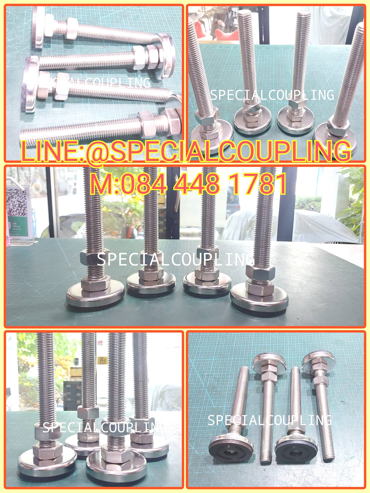 จำหน่ายขาตั้งปรับระดับ sus304 M.24x200mm ฐาน80 มมมียางรอง สอบถามได้คะ