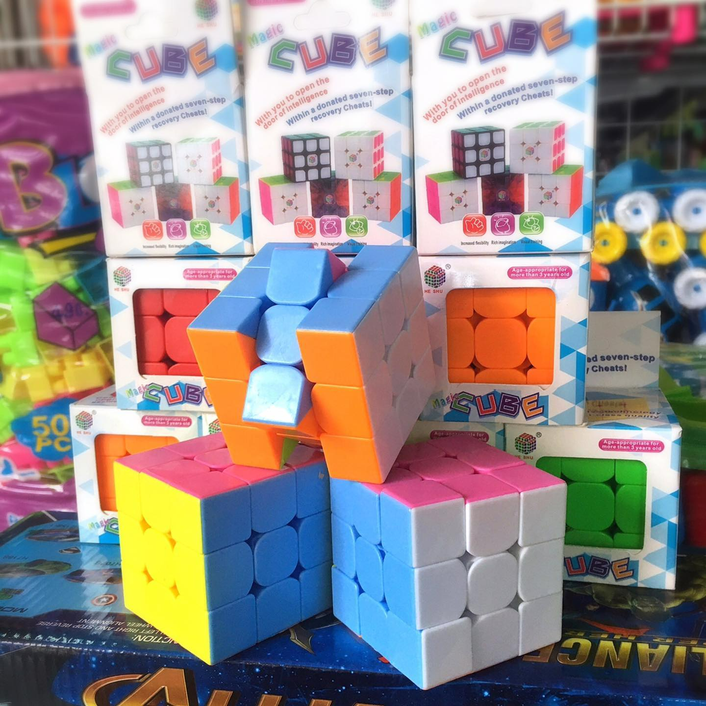 รูบิค 3x3 แบบเคลือบสี รูบิด ของเล่นฝึกสมอง Rubik's Cube