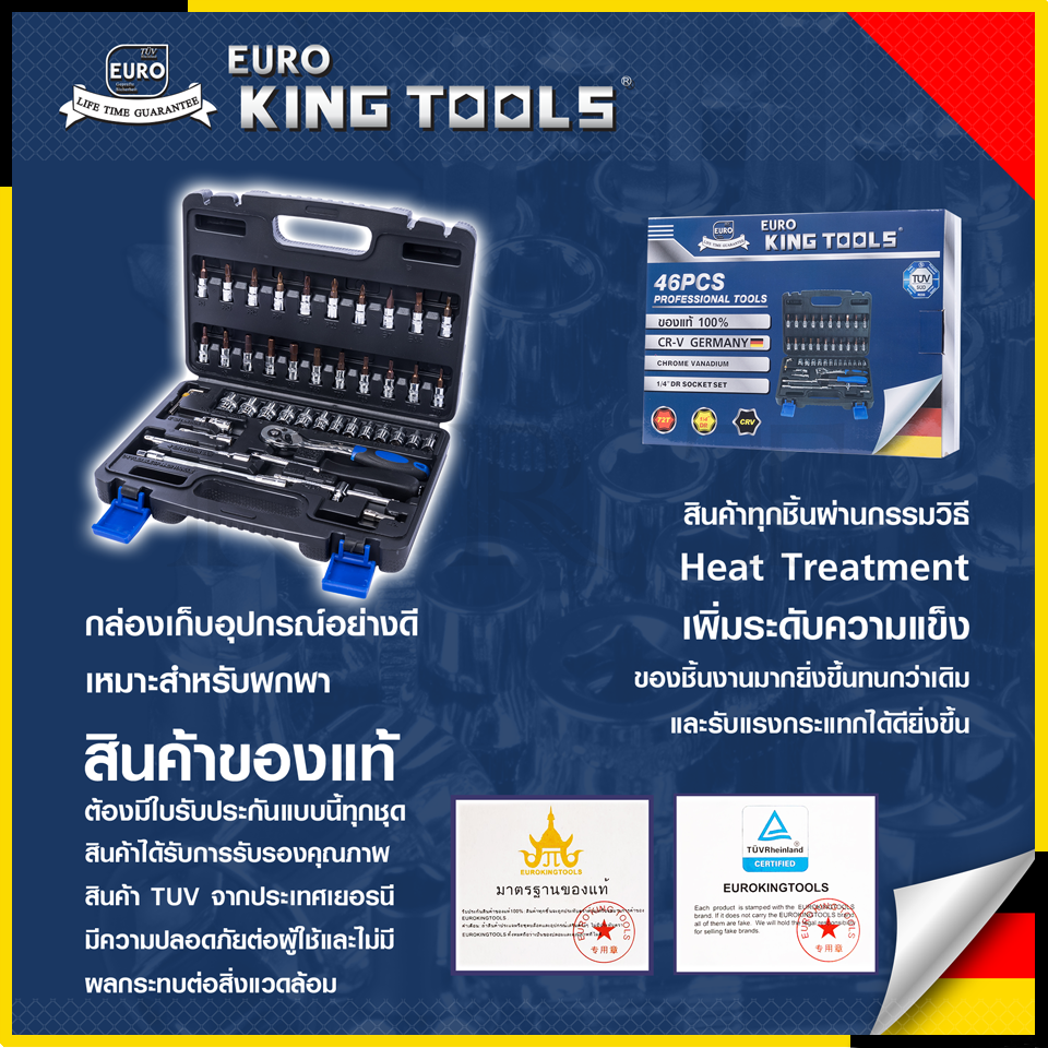 EURO KING TOOLS บล็อก 46 ตัวชุด 1/4" 46PCS