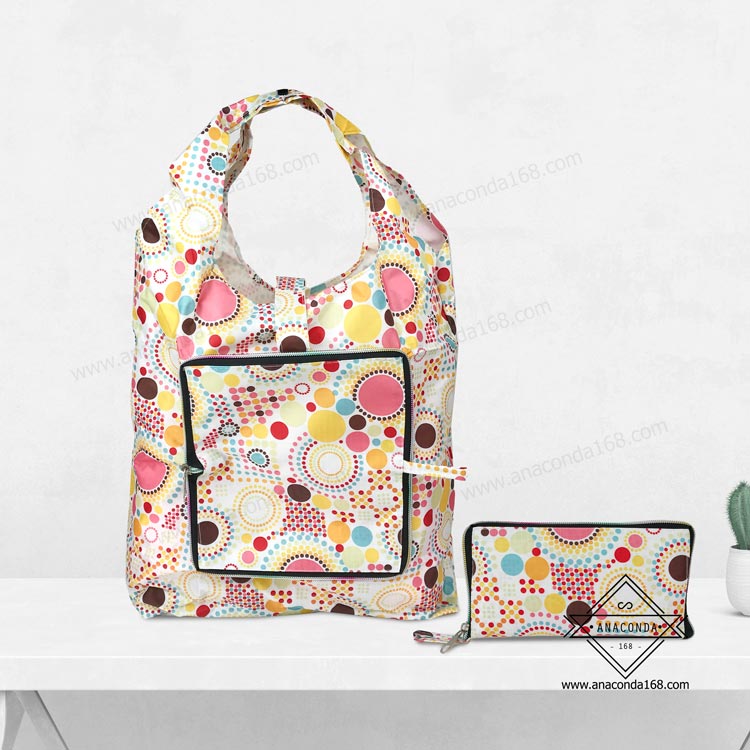 กระเป๋าพับได้เนื้อผ้าหนา รุ่นซิป (Shopping Bag) ถุงช้อปปิ้งพับได้