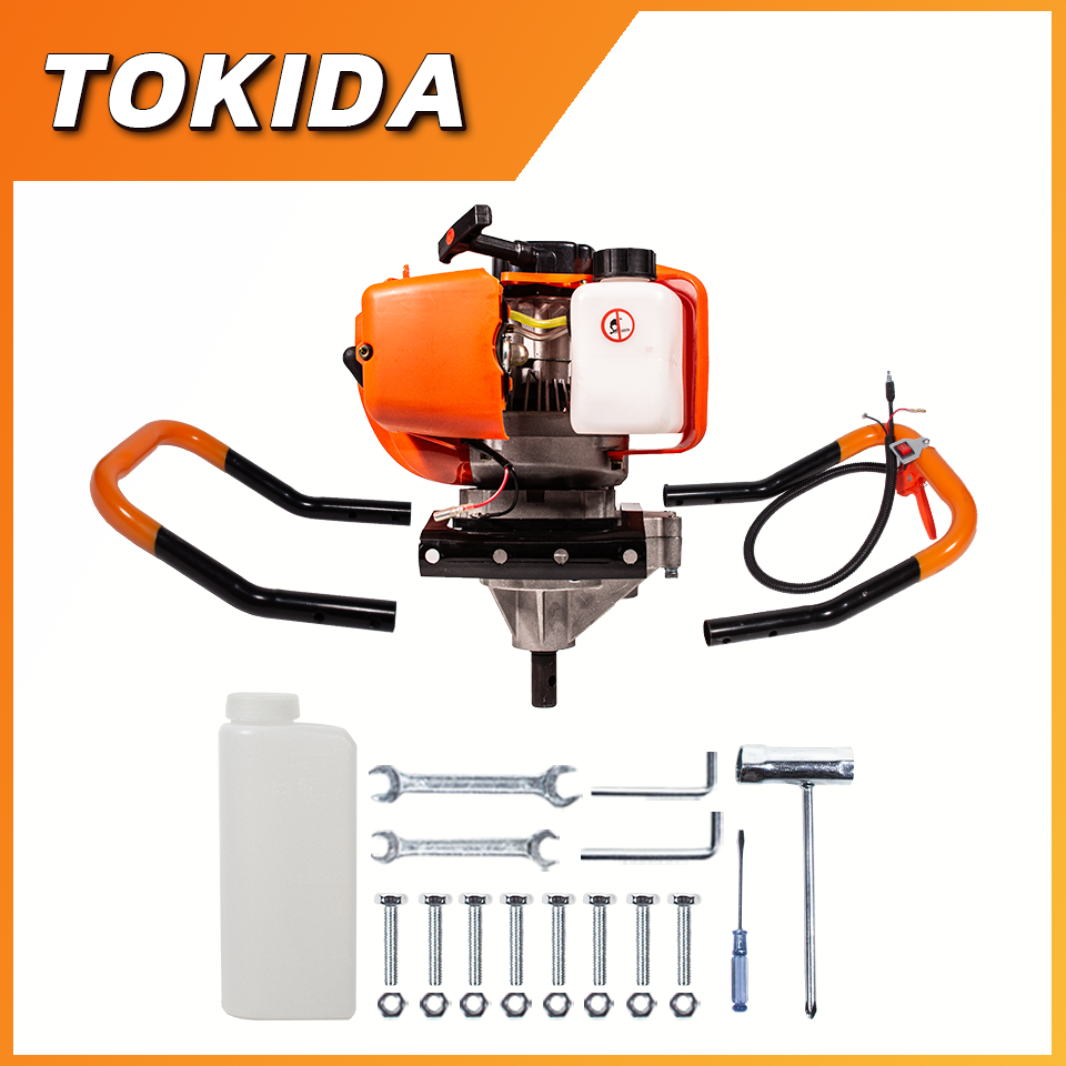 TOKIDA เครื่องเจาะดิน ขุดดิน พร้อมดอกเจาะ 8 นิ้ว เครื่องยนต์ 2 จังหวะ 4 แรงม้า TKD52CC