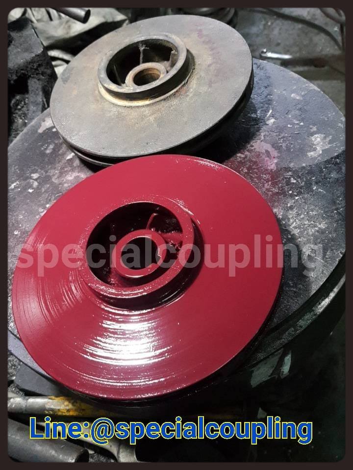 รับหล่อใบพัดปั้มน้ำเหล็กหล่อ ขนาดod 163mm.6ใบพัด หนารวม48 มิล ร่องน้ำ7 มิล