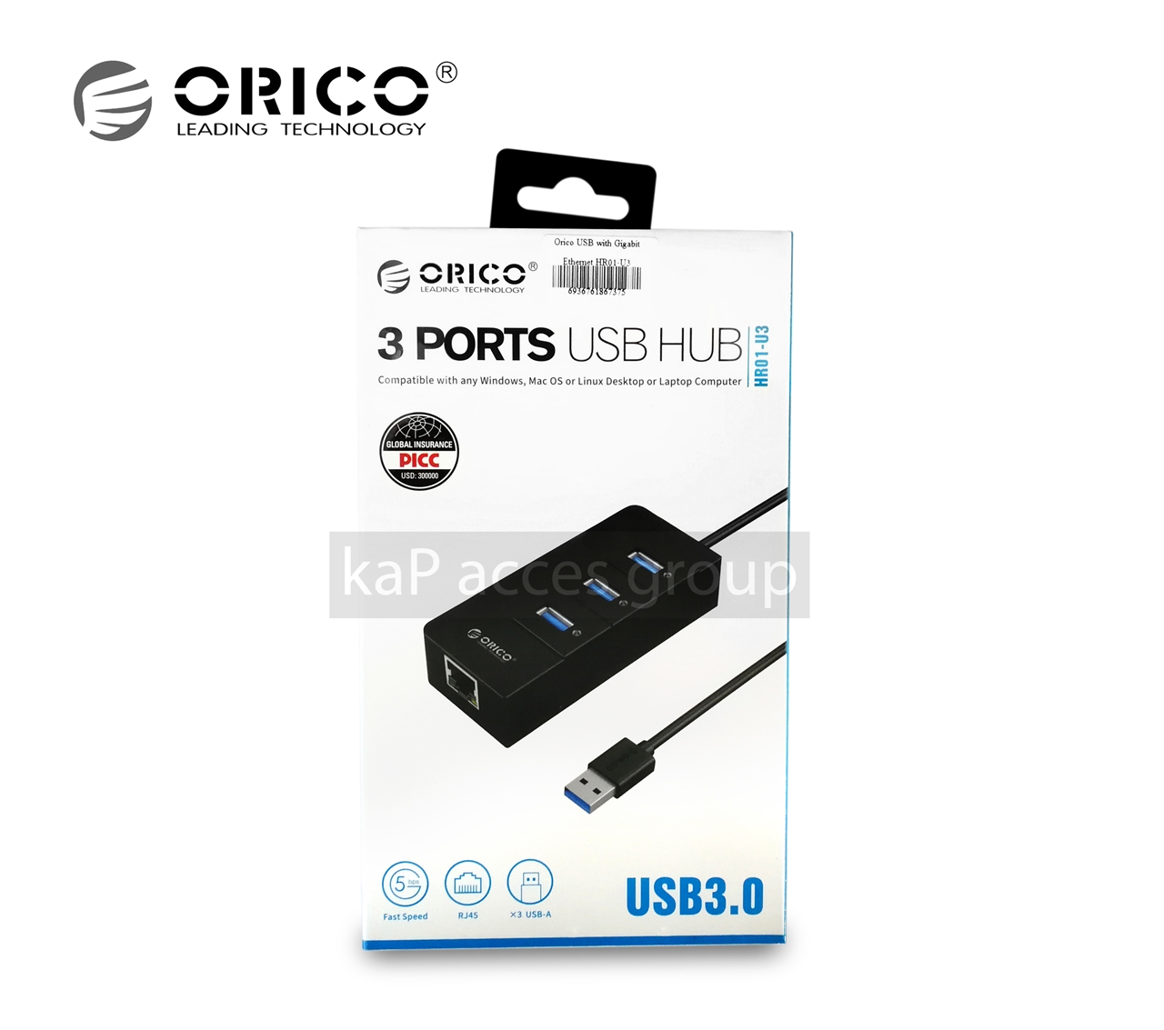 ORICO ORICO USB 3.0 HUB+LAN HR01-U3 Fast Speed ดำ