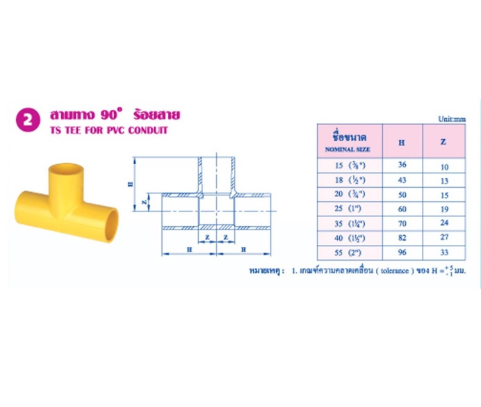 สามทาง 90องศา ร้อยสาย สีเหลือง