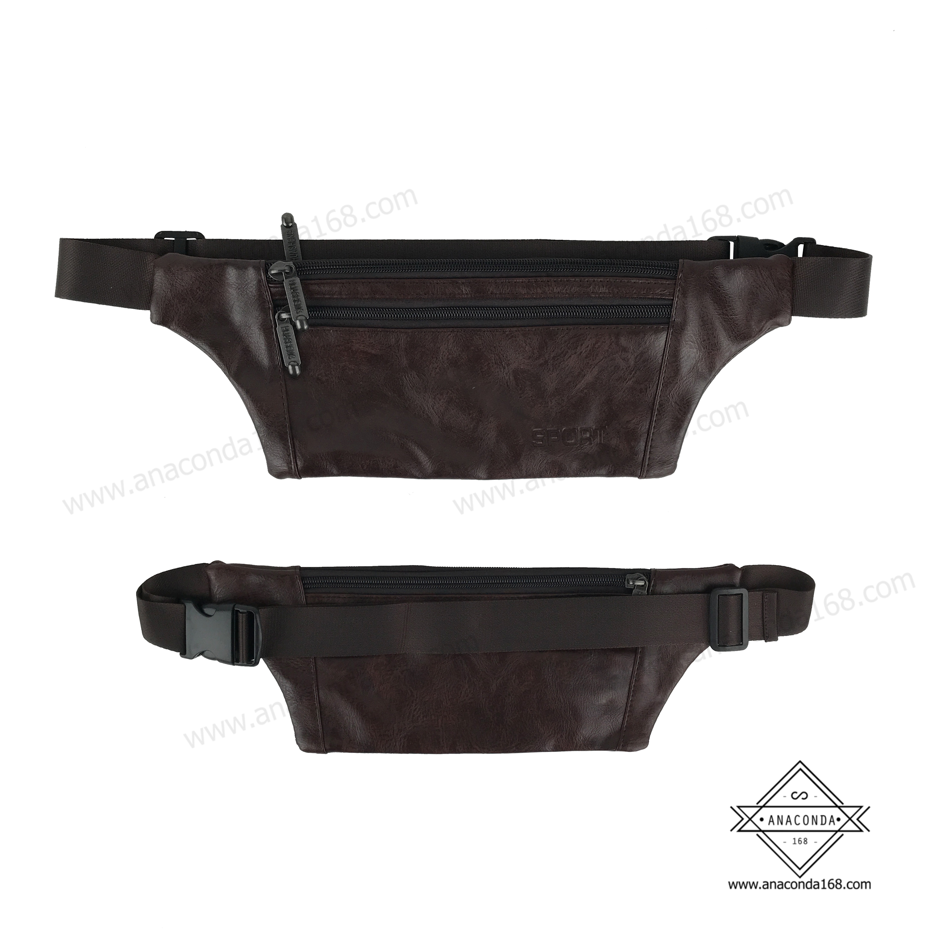 กระเป๋าคาดเอวหนัง 3 ซิป