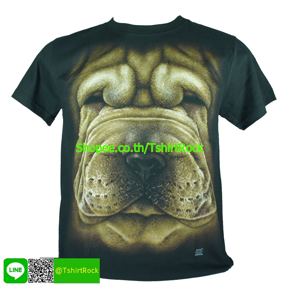 เสื้อลาย หน้าสุนัข หน้าย่น charpais dog เต็มหน้า เสื้อยืด สกรีนหน้าหลัง RCA261