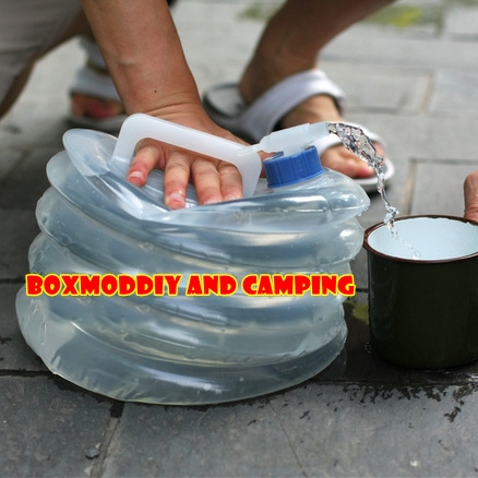 ถังน้ำดื่มแบบพกพา ถังน้ำยืดหดได้ มีก็อกน้ำเปิดปิด สำหรับ Camping กลางแจ้ง ขนาดความจุ 15ลิตร 15L พกพาสะดวก วัสดุ PE แบบหนา อย่างดี