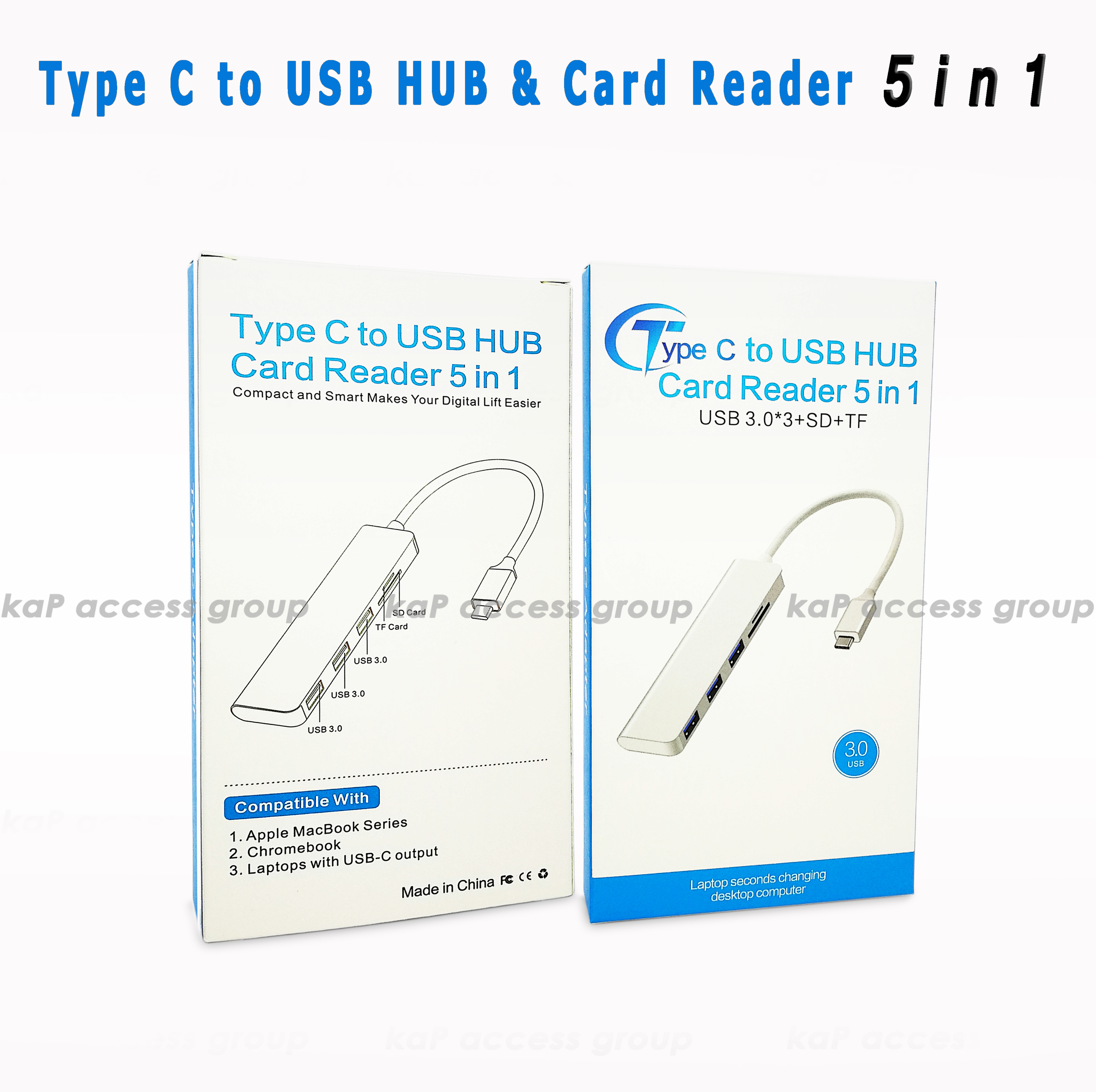 Type C USB HUB + Card Reader 5 in 1 Adapter