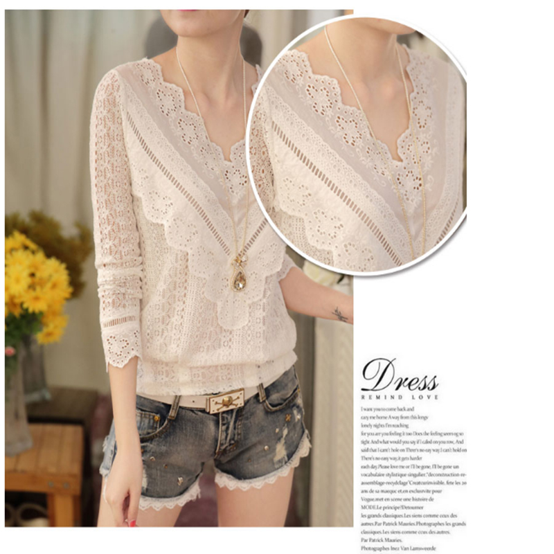 เสื้อลูกไม้(ทั้วตัว)คอวี